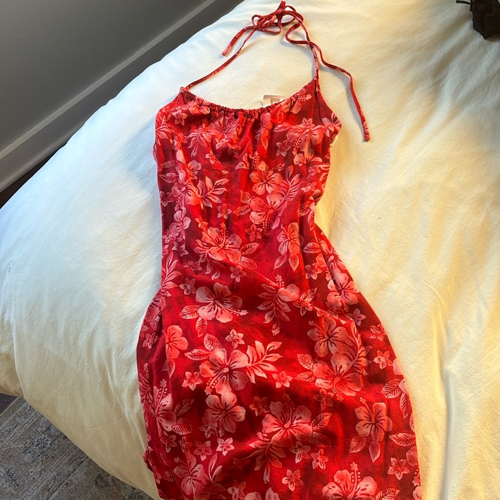 Vintage Hawaiian red hibiscus dress! Aqua Blues